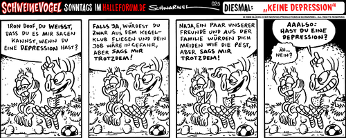 Cartoon: Depression (medium) by Schwarwel tagged schweinevogel,schwarwel,iron,doof,depression,fußball,fußballer,selbstmord