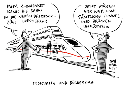 Cartoon: Deutsche Bahn Klimapaket (medium) by Schwarwel tagged klima,wetter,klimawandel,klimaleugner,klimagegner,klimapolitik,naturkatastropen,umwelt,umweltschutz,umweltschützer,umweltpolitik,greta,thunberg,fridaysforfuture,fridays,for,future,co2,emission,ausstoß,schülerstreik,schülerdemo,klimaschutz,klimaschützer,klimaaktivisten,eisschmelze,erderwärmung,klimaerwärmung,ökosystem,planet,erde,treibhausgase,wissenschaftler,klimaforscher,forscher,klimaforschung,dürre,unwetter,waldbrände,buschbrände,buschfeuer,eisbär,flora,fauna,tierschutz,klimaänderung,klimawechsel,erdatmosphäre,treibhauseffekt,klimanotstand,schulstreik,klimastreik,pariser,klimaschutzabkommen,weltklimaabkommen,scientists,parents,amos,treibhausgasemissionen,menschengemachter,energiewende,erneuerbare,energien,verkehrswende,kohleausstieg,kohlekraftwerke,klimagerechtigkeit,globalisierung,klimaprotest,klimapaket,deutsche,bahn,schienen,schienenverkehr,wirtschaft,finanzen,unternehmen,schaffner,zug,zugreise,doppelstockzug,ice,bahntickets,reise,cartoon,karikatur,schwarwel,klima,wetter,klimawandel,klimaleugner,klimagegner,klimapolitik,naturkatastropen,umwelt,umweltschutz,umweltschützer,umweltpolitik,greta,thunberg,fridaysforfuture,fridays,for,future,co2,emission,ausstoß,schülerstreik,schülerdemo,klimaschutz,klimaschützer,klimaaktivisten,eisschmelze,erderwärmung,klimaerwärmung,ökosystem,planet,erde,treibhausgase,wissenschaftler,klimaforscher,forscher,klimaforschung,dürre,unwetter,waldbrände,buschbrände,buschfeuer,eisbär,flora,fauna,tierschutz,klimaänderung,klimawechsel,erdatmosphäre,treibhauseffekt,klimanotstand,schulstreik,klimastreik,pariser,klimaschutzabkommen,weltklimaabkommen,scientists,parents,amos,treibhausgasemissionen,menschengemachter,energiewende,erneuerbare,energien,verkehrswende,kohleausstieg,kohlekraftwerke,klimagerechtigkeit,globalisierung,klimaprotest,klimapaket,deutsche,bahn,schienen,schienenverkehr,wirtschaft,finanzen,unternehmen,schaffner,zug,zugreise,doppelstockzug,ice,bahntickets,reise,cartoon,karikatur,schwarwel