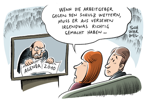 Cartoon: Diskussion um Agenda 2010 (medium) by Schwarwel tagged martin,schulz,diskussion,agenda,2010,arbeitgeber,reformvorschläge,reform,karikatur,schwarwel,martin,schulz,diskussion,agenda,2010,arbeitgeber,reformvorschläge,reform,karikatur,schwarwel