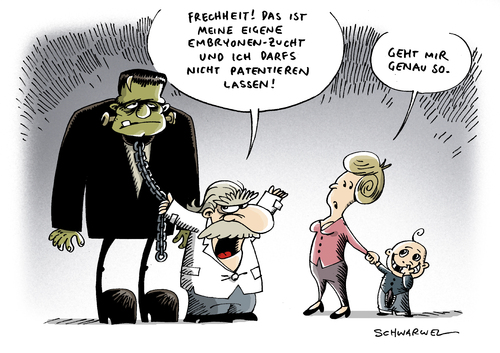 Cartoon: Embryonen Urteil (medium) by Schwarwel tagged eugh,urteil,gericht,embryo,stammzellen,patent,karikatur,schwarwel,urteil,gericht,embryo,stammzellen,patent,eugh