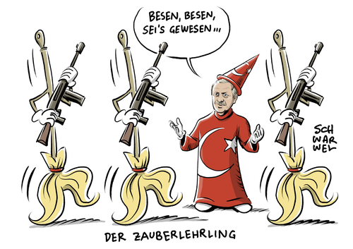 Cartoon: Erdogans Säuberungswelle (medium) by Schwarwel tagged erdogan,putsch,türkei,militär,militätputsch,aufstand,panzer,terror,gewalt,hass,regierung,karikatur,schwarwel,säuberungswelle,zauberlehrling,erdogan,putsch,türkei,militär,militätputsch,aufstand,panzer,terror,gewalt,hass,regierung,karikatur,schwarwel,säuberungswelle,zauberlehrling