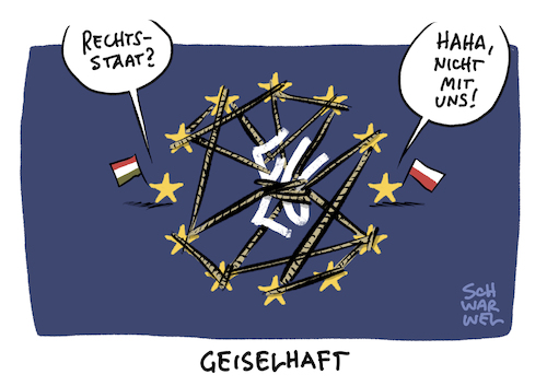 Cartoon: EU Blockade Polen Ungar (medium) by Schwarwel tagged corona,coronapandemie,covid19,pandemie,virus,coronakrise,wirtschaftskrise,eu,europäische,union,hilfspaket,polen,ungarn,blockade,haushalt,demokratie,cartoon,karikatur,schwarwel,corona,coronapandemie,covid19,pandemie,virus,coronakrise,wirtschaftskrise,eu,europäische,union,hilfspaket,polen,ungarn,blockade,haushalt,demokratie,cartoon,karikatur,schwarwel