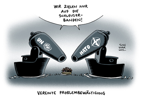 Cartoon: EU Militäreinsatz Schleppe (medium) by Schwarwel tagged eu,militäreinsatz,schleppe,europäische,union,nato,un,mandat,steinmeier,schleuser,banden,pronlem,krise,karikatur,schwarwel,eu,militäreinsatz,schleppe,europäische,union,nato,un,mandat,steinmeier,schleuser,banden,pronlem,krise,karikatur,schwarwel