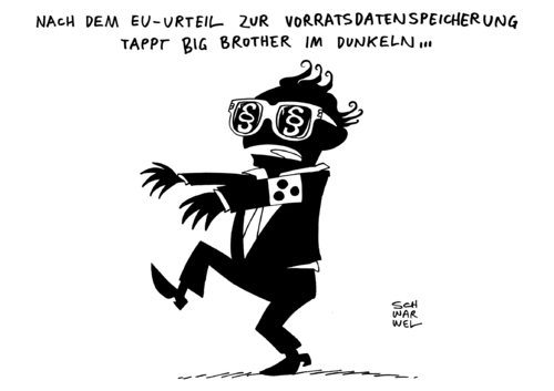 Cartoon: EuGH kippt Dauerüberwachung (medium) by Schwarwel tagged eugh,kippt,dauerüberwachung,vorratsdatenspeicherung,daten,europa,gerichtshof,richter,gesetz,entscheidung,recht,big,brother,karikatur,schwarwel,eugh,kippt,dauerüberwachung,vorratsdatenspeicherung,daten,europa,gerichtshof,richter,gesetz,entscheidung,recht,big,brother,karikatur,schwarwel