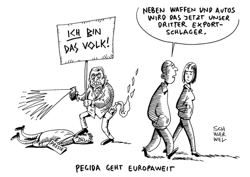 Cartoon: Exportschlager PEGIDA (medium) by Schwarwel tagged global,globalisierung,hass,angst,terror,gewalt,exportschlager,pegida,rechts,nazi,nationalsozialismus,kundgebungen,demo,demonstration,länder,karikatur,schwarwel,ich,bin,das,volk,wir,sind,waffen,autos,export,global,globalisierung,hass,angst,terror,gewalt,exportschlager,pegida,rechts,nazi,nationalsozialismus,kundgebungen,demo,demonstration,länder,karikatur,schwarwel,ich,bin,das,volk,wir,sind,waffen,autos,export