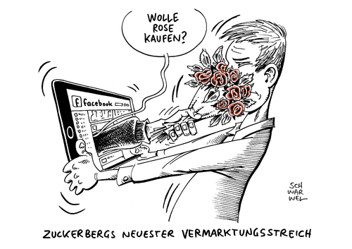 Cartoon: Facebook Zuckerberg Shopping (medium) by Schwarwel tagged facebook,social,media,web,zuckerberg,experiment,neue,shopping,angebote,karikatur,schwarwel,facebook,social,media,web,zuckerberg,experiment,neue,shopping,angebote,karikatur,schwarwel