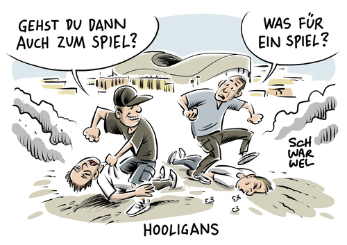 Cartoon: Fan Gewalt bei der EM (medium) by Schwarwel tagged em,europameisterschaft,fußball,fan,gewalt,terror,straßenkampf,hooligans,fans,hooligan,krawalle,ausschreitungen,spiel,tor,mannschaft,spiele,marseille,nizza,frankreich,karikatur,schwarwel,em,europameisterschaft,fußball,fan,gewalt,terror,straßenkampf,hooligans,fans,hooligan,krawalle,ausschreitungen,spiel,tor,mannschaft,spiele,marseille,nizza,frankreich,karikatur,schwarwel