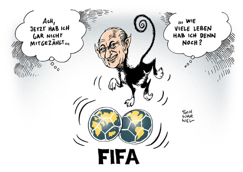Cartoon: FIFA Blatter umstritten (medium) by Schwarwel tagged fifa,fußball,weltfußballverband,neuer,präsident,wahl,karikatur,schwarwel,sepp,blatter,fifa,fußball,weltfußballverband,neuer,präsident,wahl,karikatur,schwarwel,sepp,blatter
