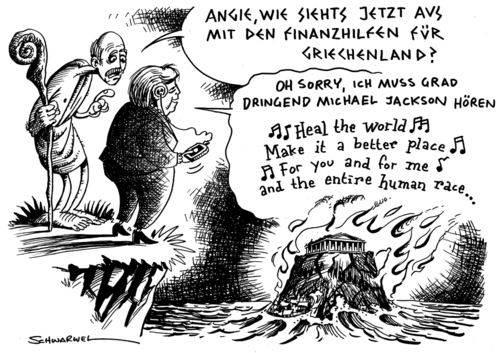 Cartoon: Finanzhilfen für Griechenland (medium) by Schwarwel tagged finanzhilfen,griechenland,kriee,wirtschaftskrise,schwarwel,karikatur,angela,merkel