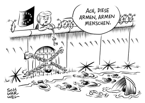 Cartoon: Flucht nach Europa Geflüchtete (medium) by Schwarwel tagged flucht,europa,geflüchtete,flüchtlinge,mittelmeer,ertrunken,tot,tod,karikatur,schwarwel,flüchtlingspolitik,grenzen,grenze,merkel,angela,angie,europäische,union,flucht,europa,geflüchtete,flüchtlinge,mittelmeer,ertrunken,tot,tod,karikatur,schwarwel,flüchtlingspolitik,grenzen,grenze,merkel,angela,angie,europäische,union