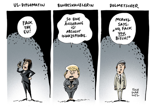 Cartoon: Fuck the EU US Diplomatin (medium) by Schwarwel tagged fuck,the,eu,europäische,union,beleidigung,us,diplomatin,angela,merkel,angie,inakzeptabel,victoria,nuland,russland,ukraine,karikatur,schwarwel,fuck,the,eu,europäische,union,beleidigung,us,diplomatin,angela,merkel,angie,inakzeptabel,victoria,nuland,russland,ukraine,karikatur,schwarwel