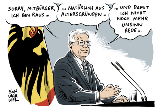 Cartoon: Gauck keine zweite Amtszeit (medium) by Schwarwel tagged bundespräsident,gauck,keine,zweite,amtszeit,karikatur,schwarwel,bundespräsident,gauck,keine,zweite,amtszeit,karikatur,schwarwel