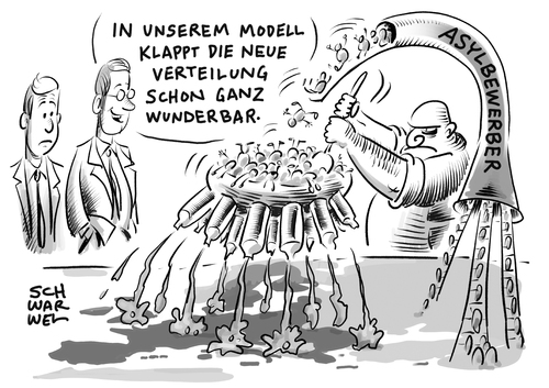 Cartoon: Geflüchtete gerechter verteilen (medium) by Schwarwel tagged geflüchtete,gerechter,verteilen,eu,europäische,union,asylbewerber,asyl,asylanten,flüchtlinge,flüchtlingspolitik,karikatur,schwarwel,geflüchtete,gerechter,verteilen,eu,europäische,union,asylbewerber,asyl,asylanten,flüchtlinge,flüchtlingspolitik,karikatur,schwarwel