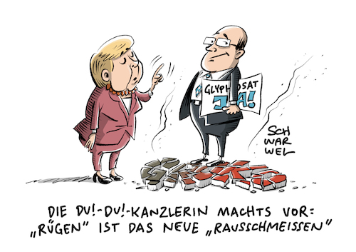 Cartoon: Glyphosat GroKo (medium) by Schwarwel tagged glyphosat,eu,europäische,union,europa,zulassung,pflanzenschutzmittel,unkrautvernichtungsmittel,krebs,krebserregend,gift,pestizid,unkrautvernichter,unkraut,umwelt,umweltschutz,umweltzerstörung,landwirtschaft,monsanto,gen,genmanipuliert,bayer,herbizid,landwirtschaftsministerium,umweltministerium,umweltschützer,umweltschutzorganisation,karikatur,schwarwel,groko,große,koalition,merkel,schulz,neuwahl,wahl,budnestagswahl,scheitern,jamaika,sondierung,sondierungsgespräche,schmift,glyphosat,eu,europäische,union,europa,zulassung,pflanzenschutzmittel,unkrautvernichtungsmittel,krebs,krebserregend,gift,pestizid,unkrautvernichter,unkraut,umwelt,umweltschutz,umweltzerstörung,landwirtschaft,monsanto,gen,genmanipuliert,bayer,herbizid,landwirtschaftsministerium,umweltministerium,umweltschützer,umweltschutzorganisation,karikatur,schwarwel,groko,große,koalition,merkel,schulz,neuwahl,wahl,budnestagswahl,scheitern,jamaika,sondierung,sondierungsgespräche,schmift