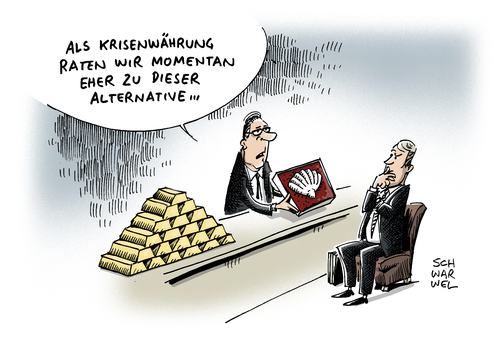 Cartoon: Goldpreis Krisenwährung Tief (medium) by Schwarwel tagged goldpreis,krisenwährung,tief,gold,währung,krise,geld,macht,karikatur,schwarwel,goldpreis,krisenwährung,tief,gold,währung,krise,geld,macht,karikatur,schwarwel