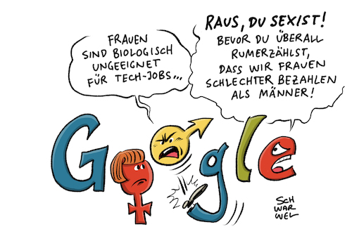 Cartoon: Google Frauen weniger Gehalt (medium) by Schwarwel tagged google,mitarbeiter,www,world,wide,web,suchmaschine,sexistisches,manifest,kündigung,entlassung,sexismus,gleichberechtigung,gleichstellung,lohn,gehalt,us,usa,amerika,arbeitsministerium,diskriminierung,frau,frauen,feminismus,feministin,frauenverbände,karikatur,schwarwel,google,mitarbeiter,www,world,wide,web,suchmaschine,sexistisches,manifest,kündigung,entlassung,sexismus,gleichberechtigung,gleichstellung,lohn,gehalt,us,usa,amerika,arbeitsministerium,diskriminierung,frau,frauen,feminismus,feministin,frauenverbände,karikatur,schwarwel