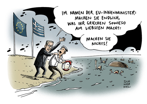 Griechenland Fluchtlingskrise Von Schwarwel Politik Cartoon Toonpool