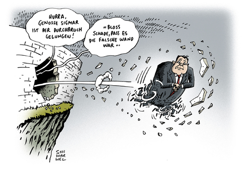 Cartoon: GroKo Gabriel Superminister (medium) by Schwarwel tagged groko,große,koalition,sigmar,gabriel,superminister,agenda,2010,karikatur,schwarwel,groko,große,koalition,sigmar,gabriel,superminister,agenda,2010,karikatur,schwarwel