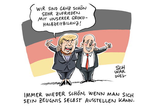 Cartoon: GroKo Halbzeit Große Koalition (medium) by Schwarwel tagged groko,große,koalition,bundeskanzlerin,angela,merkel,kanzlerin,olaf,scholz,cdu,csu,union,spd,politik,politiker,innenpolitik,sozialpolitik,klimaschutz,digitalisierung,koalitionsvertrag,bundesregierung,regierung,kohleausstieg,gesetze,cartoon,karikatur,schwarwel,groko,große,koalition,bundeskanzlerin,angela,merkel,kanzlerin,olaf,scholz,cdu,csu,union,spd,politik,politiker,innenpolitik,sozialpolitik,klimaschutz,digitalisierung,koalitionsvertrag,bundesregierung,regierung,kohleausstieg,gesetze,cartoon,karikatur,schwarwel