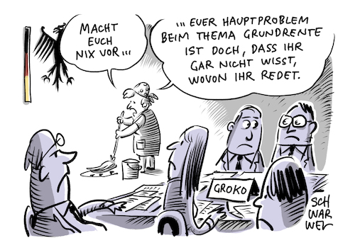 Cartoon: Grundrente GroKo (medium) by Schwarwel tagged grundrente,rente,rentner,altersversorgung,altersabsicherung,grundrentenstreit,groko,große,koalition,altersarmut,arm,armut,reich,reichtum,putzfrau,mindestlohn,existenzminimum,rentenpolitik,bundesregierung,regierung,spd,cdu,union,rentenversicherung,einkommen,cartoon,karikatur,schwarwel,grundrente,rente,rentner,altersversorgung,altersabsicherung,grundrentenstreit,groko,große,koalition,altersarmut,arm,armut,reich,reichtum,putzfrau,mindestlohn,existenzminimum,rentenpolitik,bundesregierung,regierung,spd,cdu,union,rentenversicherung,einkommen,cartoon,karikatur,schwarwel