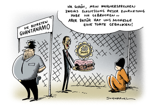 Cartoon: Guantanamo Obama (medium) by Schwarwel tagged guantanamo,obama,verwahranstalt,gefängnis,terror,terrorismus,gefangenenlager,gefangener,lager,us,usa,amerika,folter,verdächtige,karikatur,schwarwel,qual,schmerzen,obama,guantanamo,verwahranstalt,terror,terrorismus,gefangener
