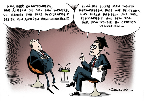 Cartoon: Guttenbergs Doktorarbeit (medium) by Schwarwel tagged guttenberg,doktor,doktorarbeit,uni,abschluss,universität,betrug,gesetz,verstoß,minister,deutschland,politiker,schummeln,plagiat,vorwurf,urheber,dozent,jurist,deutsch,disziplin,fleiß,arbeit,pisa,karikatur,schwarwel,guttenberg,doktor,doktorarbeit,uni,abschluss,universität,betrug,gesetz,verstoß,minister,deutschland,plagiat,vorwurf,urheber,jurist,deutsch,disziplin