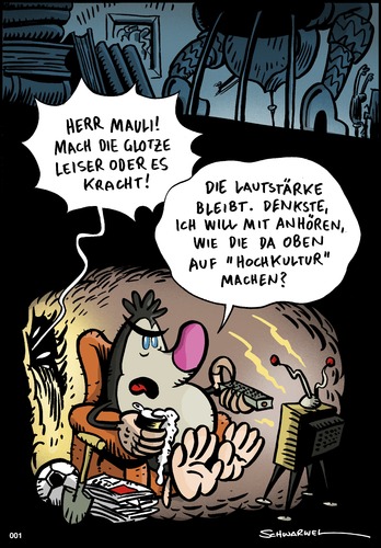 Cartoon: Herr Mauli (medium) by Schwarwel tagged hochkultur,kultur,herr,mauli,maulwurf,tv,fernsehen,karikatur,schwarwel,hochkultur,kultur,herr,mauli,maulwurf,fernsehen,tv,unterhaltung,tier,tiere