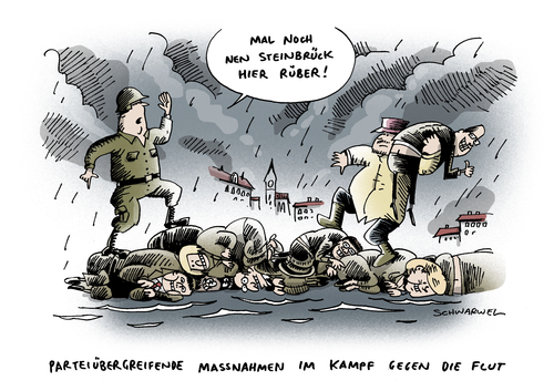 Cartoon: Hochwasser in Deutschland (medium) by Schwarwel tagged hochwasser,deutschland,politiker,steinbrück,merkel,politik,katastrophe,überschwemmung,natur,klima,karikatur,schwarwel,hochwasser,deutschland,politiker,steinbrück,merkel,politik,katastrophe,überschwemmung,natur,klima,karikatur,schwarwel