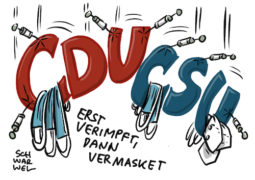 Cartoon: Impfmisere Maskenaffäre CDU CSU (medium) by Schwarwel tagged corona,coronapandemie,covid19,pandemisches,staatsversagen,impfung,impfen,impfdosen,impfmisere,maskenaffäre,maskenaffären,cdu,csu,rücktritt,politiker,korruption,impfchaos,mundschutz,maske,maskenpflicht,schutzmaske,illustration,cartoon,karikatur,schwarwel,corona,coronapandemie,covid19,pandemisches,staatsversagen,impfung,impfen,impfdosen,impfmisere,maskenaffäre,maskenaffären,cdu,csu,rücktritt,politiker,korruption,impfchaos,mundschutz,maske,maskenpflicht,schutzmaske,illustration,cartoon,karikatur,schwarwel