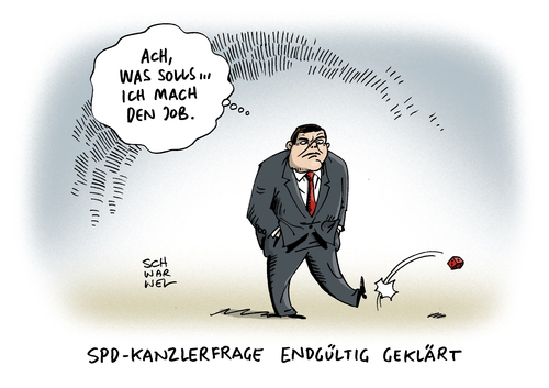 Cartoon: Kanzlerfrage Gabriel (medium) by Schwarwel tagged kanzlerfrage,kanzler,spd,chef,sigmar,gabriel,urwahl,kanzlerkandidatur,kandidatur,karikatur,schwarwel,merkel,kanzlerfrage,kanzler,spd,chef,sigmar,gabriel,urwahl,kanzlerkandidatur,kandidatur,karikatur,schwarwel,merkel