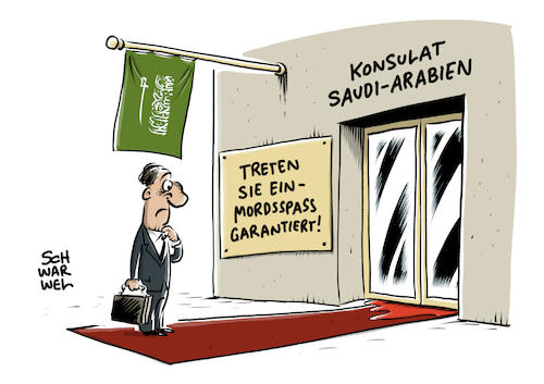 Cartoon: Khashoggi vorsätzliche Tötung (medium) by Schwarwel tagged riad,saudi,arabien,khashoggi,mord,tot,tod,tötung,justiz,saudis,türkei,konsulat,istanbul,erdogan,araber,muslime,cartoon,karikatur,schwarwel,riad,saudi,arabien,khashoggi,mord,tot,tod,tötung,justiz,saudis,türkei,konsulat,istanbul,erdogan,araber,muslime,cartoon,karikatur,schwarwel