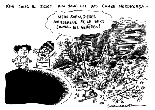 Cartoon: Kim Jong Il inthronisiert Sohn (medium) by Schwarwel tagged kim,john,thron,sohn,staat,nordkorea,korea,besitz,land,regierung,macht,reich,zerstörung,krise,krieg,eigentum,karikatur,schwarwel,kim jong il,staat,nordkorea,korea,besitz,land,regierung,macht,reich,krise,zerstörung,krieg,eigentum,kim,jong,il