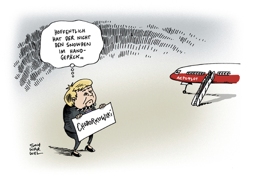 Cartoon: Kreml Kritiker Codorkowski (medium) by Schwarwel tagged kreml,kritiker,codorkowski,begnadigung,berlin,landung,flugzeug,merkel,deutschland,snowden,karikatur,schwarwel,kreml,kritiker,codorkowski,begnadigung,berlin,landung,flugzeug,merkel,deutschland,snowden,karikatur,schwarwel