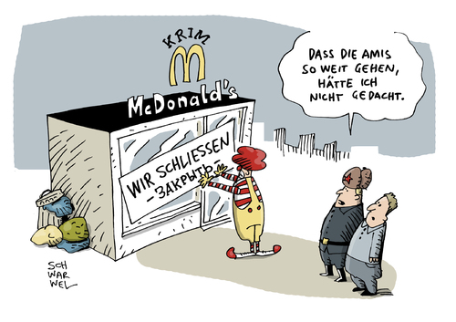 Cartoon: Krim Mc Donalds schließt (medium) by Schwarwel tagged krim,krise,ukraine,mc,donalds,schließung,burger,restaurants,nahrung,lebensmittel,konzern,us,usa,karikatur,schwarwel,krim,krise,ukraine,mc,donalds,schließung,burger,restaurants,nahrung,lebensmittel,konzern,us,usa,karikatur,schwarwel