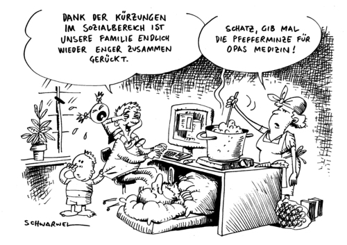 Cartoon: Kürzungen im Sozialbereich (medium) by Schwarwel tagged karikatur,schwarwel,kürzung,sozial,familie,kind,kinder,mann,frau,regierung,deutschland,geld,politik,sozialwesen,kürzung,familie,kind,kinder,regierung,deutschland,sozialwesen,geld