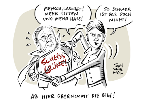 Cartoon: Laschet Bundeskanzler Wahlkampf (medium) by Schwarwel tagged armin,laschet,cdu,bundeskanzler,kanzlerkandidat,wahl,wahlen,bild,zeitung,tanit,koch,wahlkampf,wähler,baerbock,die,grüne,grünen,wahlkampfmodus,bundestagswahl,wahlprogramm,cartoon,karikatur,schwarwel,armin,laschet,cdu,bundeskanzler,kanzlerkandidat,wahl,wahlen,bild,zeitung,tanit,koch,wahlkampf,wähler,baerbock,die,grüne,grünen,wahlkampfmodus,bundestagswahl,wahlprogramm,cartoon,karikatur,schwarwel