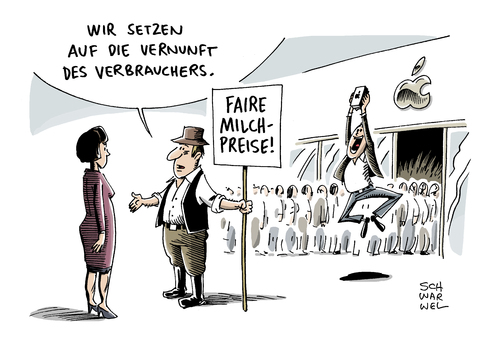 Lebensmittel Tiefer Milchpreis von Schwarwel | Wirtschaft Cartoon