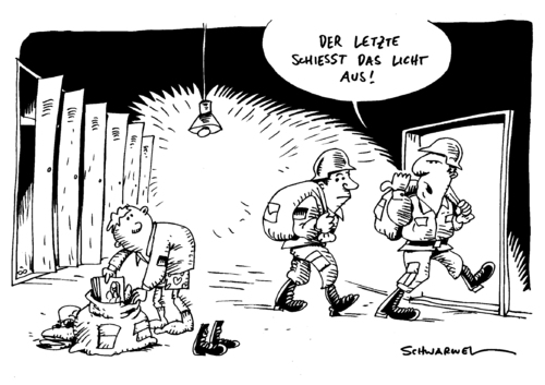 Cartoon: Letzte Wehrpflichtige eingezogen (medium) by Schwarwel tagged wehrpflicht,soldat,armee,deutschland,krieg,frieden,bundeswehr,karikatur,schwarwel,wehrpflicht,soldat,armee,deutschland,krieg,frieden,bundeswehr,militär