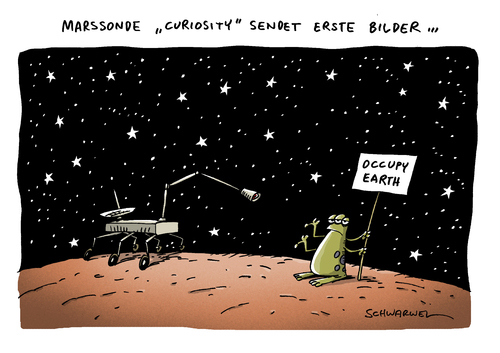 Cartoon: Marssonde (medium) by Schwarwel tagged mars,marssonde,sonde,amerika,us,forscher,forschung,landung,planet,curiosity,occupy,earth,erde,karikatur,schwarwel
