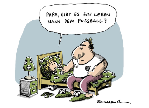 Cartoon: Morgiges Schicksalsspiel (medium) by Schwarwel tagged fußball,wm,weltmeisterschaft,deutschland,fan,spiel,karikatur,schwarwel