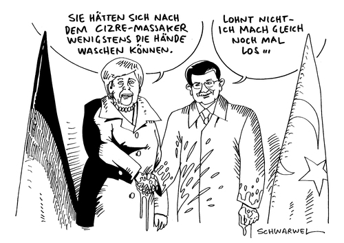 Cartoon: Nach türkischem Massaker Cizre (medium) by Schwarwel tagged davutoglu,empfängt,merkel,türkisches,massaker,mord,tot,terror,gewalt,krieg,cizre,premier,premierminister,bundeskanzlerin,angela,angie,blut,kurden,türkei,bürgerkrieg,terrororganisation,pkk,ahmet,ankara,städtekrieg,karikatur,schwarwel,davutoglu,empfängt,merkel,türkisches,massaker,mord,tot,terror,gewalt,krieg,cizre,premier,premierminister,bundeskanzlerin,angela,angie,blut,kurden,türkei,bürgerkrieg,terrororganisation,pkk,ahmet,ankara,städtekrieg,karikatur,schwarwel