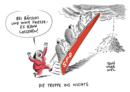 Cartoon: Nahles Schulz Nachfolge bei SPD (medium) by Schwarwel tagged groko,nogroko,zwergenaufstand,bundestagswahl,2017,wahl,spd,partei,politiker,politikerin,deutshcland,nahles,martin,schulz,nachfolge,sigmar,gabriel,außenminister,parteichefin,parteivorsitz,parteispitze,sozialdemokraten,koalition,koalitionsvertrag,koalitionsverhandlungen,personaldebatte,karikatur,schwarwel,groko,nogroko,zwergenaufstand,bundestagswahl,2017,wahl,spd,partei,politiker,politikerin,deutshcland,nahles,martin,schulz,nachfolge,sigmar,gabriel,außenminister,parteichefin,parteivorsitz,parteispitze,sozialdemokraten,koalition,koalitionsvertrag,koalitionsverhandlungen,personaldebatte,karikatur,schwarwel