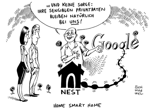 Cartoon: Nest Überwachungssystem zu Haus (medium) by Schwarwel tagged smart,home,zu,hause,zuhause,google,tochter,nest,überwachungssystem,überwachung,datensicherheit,daten,karikatur,schwarwel,smart,home,zu,hause,zuhause,google,tochter,nest,überwachungssystem,überwachung,datensicherheit,daten,karikatur,schwarwel