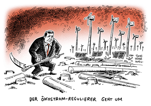 Cartoon: Neuausrichtung Energiepolitik (medium) by Schwarwel tagged neuausrichtung,energiepolitik,energie,politik,wirtschaftsminister,sigmar,gabriel,ausbau,erneuerbare,energien,begrenzung,grüner,strom,wettbewerb,karikatur,schwarwel,wind,windräder,natur,umwelt,erhaltung,klima,sonne,nutzung,stromverbrauch,subventionierung,preis,markt,nachfrage,marktwirtschaft,geld,finanzen,wirtschaft,kapitalismus,eeg,photovoltaikanlagen,förderung,klimaschutz,energiewende,neuausrichtung,energiepolitik,energie,politik,wirtschaftsminister,sigmar,gabriel,ausbau,erneuerbare,energien,begrenzung,grüner,strom,wettbewerb,karikatur,schwarwel,wind,windräder,natur,umwelt,erhaltung,klima,sonne,nutzung,stromverbrauch,subventionierung,preis,markt,nachfrage,marktwirtschaft,geld,finanzen,wirtschaft,kapitalismus,eeg,photovoltaikanlagen,förderung,klimaschutz,energiewende