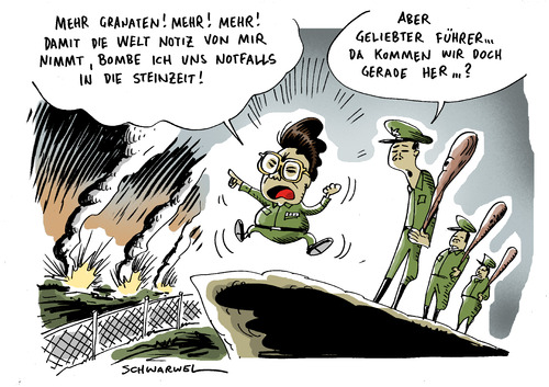 Cartoon: Nordkorea schießt Granaten (medium) by Schwarwel tagged nordkorea,korea,granate,krieg,südkorea,soldat,waffe,bombe,führer,karikatur,schwarwel,truppe,angriff,seoul,kim,jong,il,armee,nordkorea,granate,krieg,südkorea,soldat,waffe,bombe,führer,truppe,angriff,seoul,kim jong il,armee,militär,konflikt,kim,jong,il