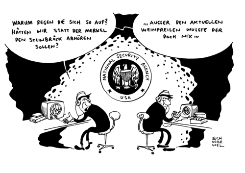 Cartoon: NSA Abhörskandal Merkel (medium) by Schwarwel tagged nsa,abhörskandal,usa,verspielen,ihre,sympathien,karikatur,von,schwarwel,obama,nsa,abhörskandal,usa,verspielen,ihre,sympathien,karikatur,von,schwarwel,obama