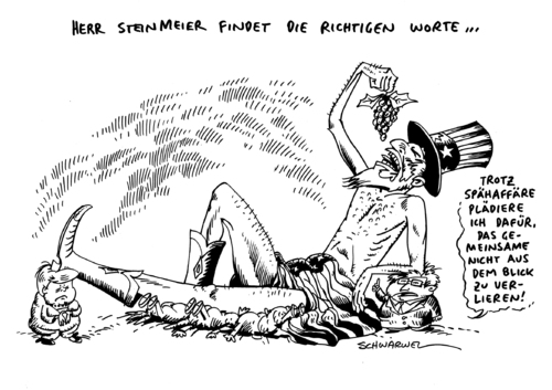 Cartoon: NSA Spähaffäre Steinmeier (medium) by Schwarwel tagged nsa,us,usa,spähaffäre,überwachung,steinmeier,karikatur,schwarwel,deutschland,nsa,us,usa,spähaffäre,überwachung,steinmeier,karikatur,schwarwel,deutschland