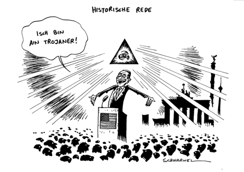 Cartoon: Obama Berlin Historische Rede (medium) by Schwarwel tagged obama,berlin,historische,rede,karikatur,schwarwel,obama,berlin,historische,rede,karikatur,schwarwel