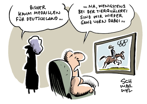 Cartoon: Olympia Tokio 2020 Medaille (medium) by Schwarwel tagged olympia,tokio,medaille,medaillen,gold,silber,bronze,dressurreiterinnen,reitsport,sport,tierqäulerei,pferd,pferde,reiten,olympiasiegerin,olympiasieg,qual,quälerei,carrtoon,karikatur,schwarwel,olympia,tokio,medaille,medaillen,gold,silber,bronze,dressurreiterinnen,reitsport,sport,tierqäulerei,pferd,pferde,reiten,olympiasiegerin,olympiasieg,qual,quälerei,carrtoon,karikatur,schwarwel