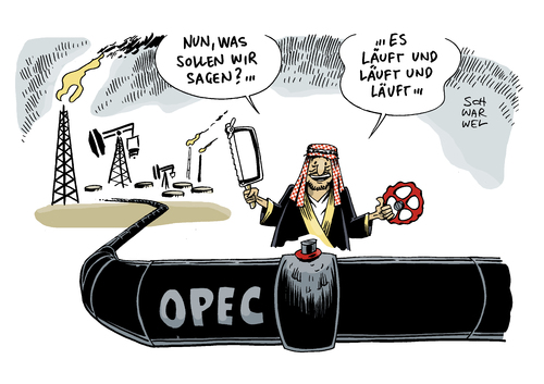 Cartoon: Opec Saudi Arabien Fördermenge (medium) by Schwarwel tagged opec,saudi,arabien,fördermenge,karikatur,schwarwel,opec,saudi,arabien,fördermenge,karikatur,schwarwel